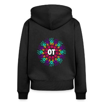 Ergotherapie Ergotherapeutin Ergotherapeut - Frauen Premium Bio Zip Hoodie - Schwarz - Hinten - Julia (174cm)
