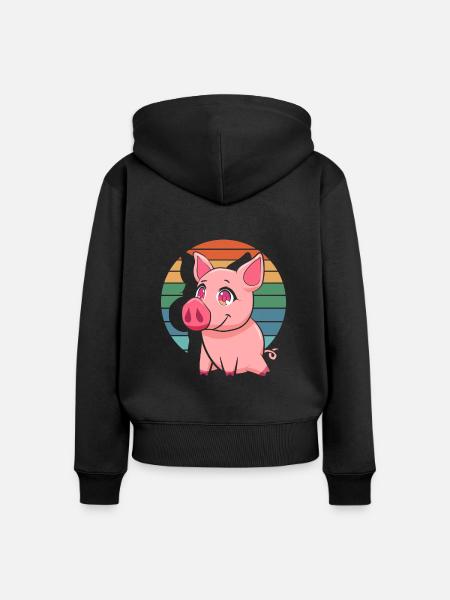 Schwein Schweine - Frauen Premium Bio Zip Hoodie - Schwarz