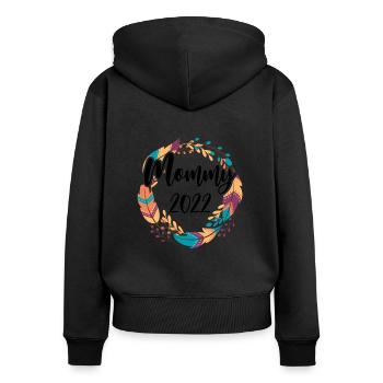 Mama 2022 Schwanger Schwangerschaft Mom To Be - Frauen Premium Bio Zip Hoodie - Schwarz - Hinten - Julia (174cm)