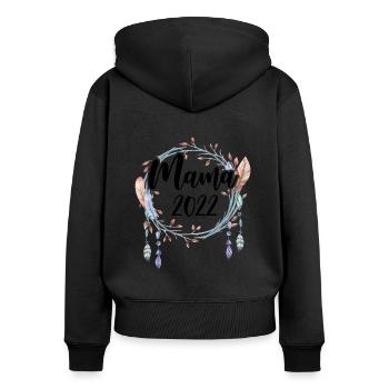 Mama 2022 Schwanger Schwangerschaft Mom To Be - Frauen Premium Bio Zip Hoodie - Schwarz - Hinten - Julia (174cm)