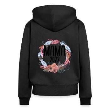 Mama 2022 Schwanger Schwangerschaft Mom To Be - Frauen Premium Bio Zip Hoodie - Schwarz - Hinten - Julia (174cm)