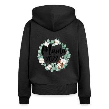 Mama 2022 Schwanger Schwangerschaft Mom To Be - Frauen Premium Bio Zip Hoodie - Schwarz - Hinten - Julia (174cm)
