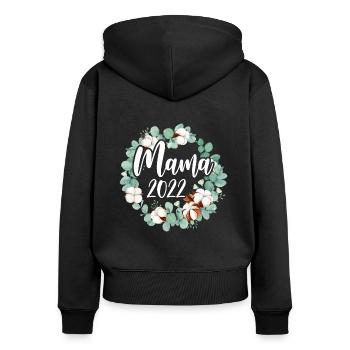 Mama 2022 Schwanger Schwangerschaft Mom To Be - Frauen Premium Bio Zip Hoodie - Schwarz - Hinten - Julia (174cm)