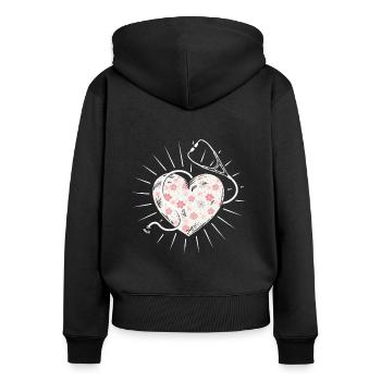 Krankenschwester Pfleger Krankenpfleger - Frauen Premium Bio Zip Hoodie - Schwarz - Hinten - Julia (174cm)