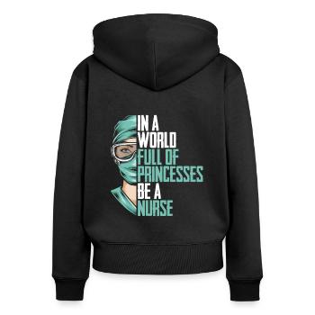 Krankenschwester Pfleger Krankenpfleger - Frauen Premium Bio Zip Hoodie - Schwarz - Hinten - Julia (174cm)