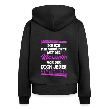 Lustiges Klarinette Klarinettist Geschenk - Frauen Premium Bio Zip Hoodie - Schwarz - Hinten - Julia (174cm)