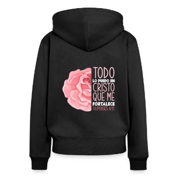 Jesus Christus Christ Religion Religiös - Frauen Premium Bio Zip Hoodie - Schwarz - Hinten - Julia (174cm)