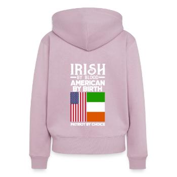 Irish Ireland St.Patrick's Day Gift - Sweat à capuche zippé Premium bio Femme - rose poudré - Dos - Julia (174cm)