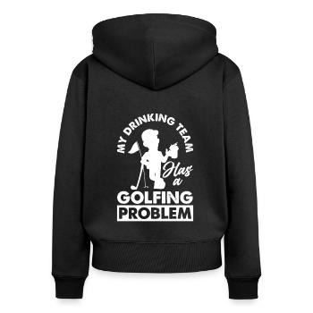 Lustiges Golfen Golf Golfer Geschenk - Frauen Premium Bio Zip Hoodie - Schwarz - Hinten - Julia (174cm)