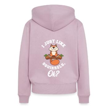 Écureuil - Sweat à capuche zippé Premium bio Femme - rose poudré - Dos - Julia (174cm)