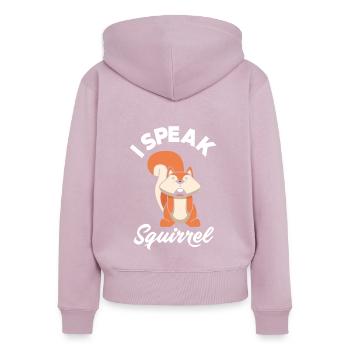 Écureuil - Sweat à capuche zippé Premium bio Femme - rose poudré - Dos - Julia (174cm)