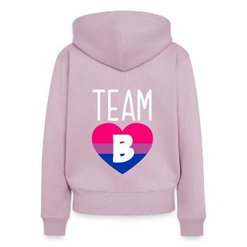 Bisexuel LGBTQ+ Bi LGBTQ - Sweat à capuche zippé Premium bio Femme - rose poudré - Dos - Julia (174cm)