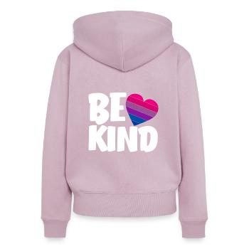 Bisexuel LGBTQ+ Bi LGBTQ - Sweat à capuche zippé Premium bio Femme - rose poudré - Dos - Julia (174cm)