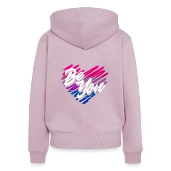 Bisexuel LGBTQ+ Bi LGBTQ - Sweat à capuche zippé Premium bio Femme - rose poudré - Dos - Julia (174cm)