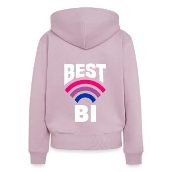 Bisexuel LGBTQ+ Bi LGBTQ - Sweat à capuche zippé Premium bio Femme - rose poudré - Dos - Julia (174cm)