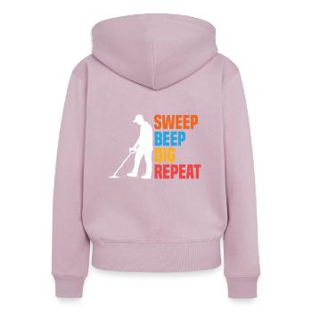Détecteur de métaux à sondage amusant - Sweat à capuche zippé Premium bio Femme - rose poudré - Dos - Julia (174cm)