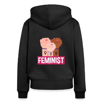 Feminismus Feministin - Frauen Premium Bio Zip Hoodie - Schwarz - Hinten - Julia (174cm)