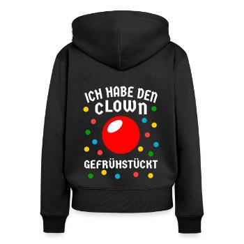 Faschingsmuffel Clown gefrühstückt Kein Kostüm Fun - Frauen Premium Bio Zip Hoodie - Schwarz - Hinten - Julia (174cm)