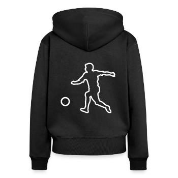 Contour de footballeur avec ballon (blanc) - Sweat à capuche zippé Premium bio Femme - noir - Dos - Julia (174cm)
