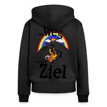 Der Weg ist das Ziel Wander Schnecke - Frauen Premium Bio Zip Hoodie - Schwarz - Hinten - Julia (174cm)