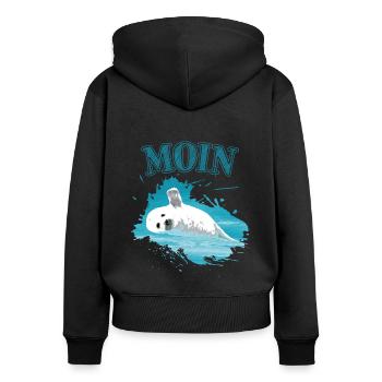 Moin Mer du Nord Mer Baltique Vacances Île Seal Seal - Sweat à capuche zippé Premium bio Femme - noir - Dos - Julia (174cm)