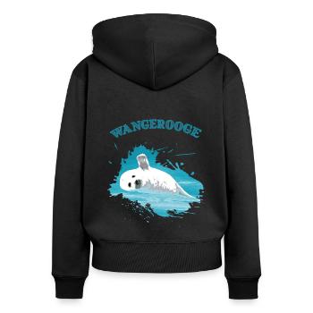 Wangerooge Urlaub Nordsee Insel Robbe Seehund - Frauen Premium Bio Zip Hoodie - Schwarz - Hinten - Julia (174cm)