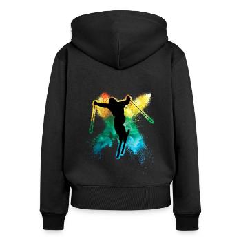 cool freeski vacances d’hiver ski coloré - Sweat à capuche zippé Premium bio Femme - noir - Dos - Julia (174cm)