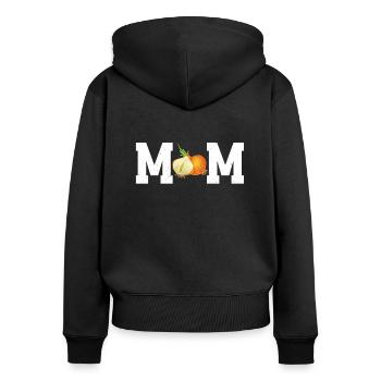 Zwiebel Mama - Frauen Premium Bio Zip Hoodie - Schwarz - Hinten - Julia (174cm)