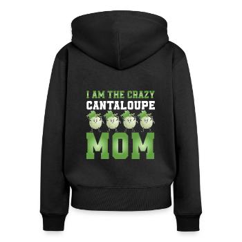 Cantaloupe-Melonen Mama - Frauen Premium Bio Zip Hoodie - Schwarz - Hinten - Julia (174cm)