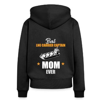LNG tanker Captain Mama - Women's Premium Organic Zip Hoodie - black - Back - Julia (174cm)