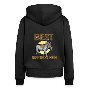 Beste Warzenschwein Mama - Frauen Premium Bio Zip Hoodie - Schwarz - Hinten - Julia (174cm)