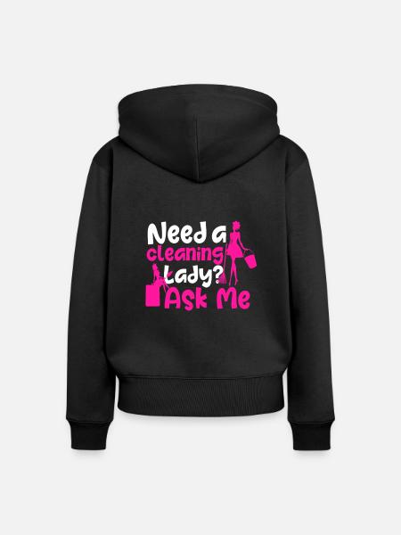Putzfrau - Frauen Premium Bio Zip Hoodie - Schwarz