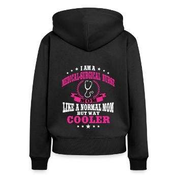 Medical-surgical nurse mom - Women's Premium Organic Zip Hoodie - black - Back - Julia (174cm)