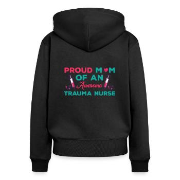 Stolzes Trauma Krankenschwester Mama - Frauen Premium Bio Zip Hoodie - Schwarz - Hinten - Julia (174cm)