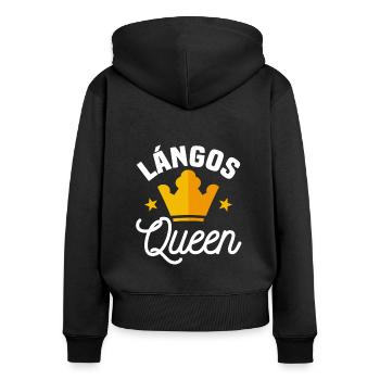 Lango's Queen - Women's Premium Organic Zip Hoodie - black - Back - Julia (174cm)