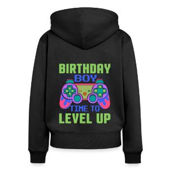 Geburtstagskind Zeit, um Videospiel Geburtstag zu verbessern - Frauen Premium Bio Zip Hoodie - Schwarz - Hinten - Julia (174cm)