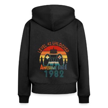Level 41 Freigeschaltet Awesome seit 1982 Funny Gamer - Frauen Premium Bio Zip Hoodie - Schwarz - Hinten - Julia (174cm)
