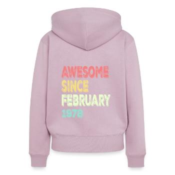 Großartig seit März 1978 - Frauen Premium Bio Zip Hoodie - Altrosa - Hinten - Julia (174cm)