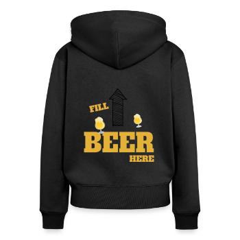 Lustiger Spruch für Bier Fans Fill Beer Here - Frauen Premium Bio Zip Hoodie - Schwarz - Hinten - Julia (174cm)