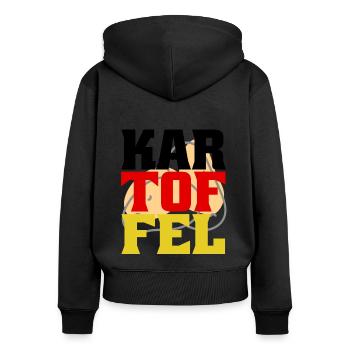 Deutsche Kartoffel - Parodie Scherz Nationalflagge - Frauen Premium Bio Zip Hoodie - Schwarz - Hinten - Julia (174cm)