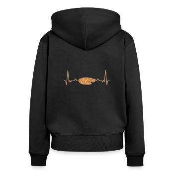 Pizza Party Herzschlag Pizzabäcker Pizzaliebhaber - Frauen Premium Bio Zip Hoodie - Schwarz - Hinten - Julia (174cm)