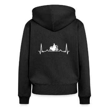 Drums Heartbeat Pilons Batteurs - Sweat à capuche zippé Premium bio Femme - noir - Dos - Julia (174cm)