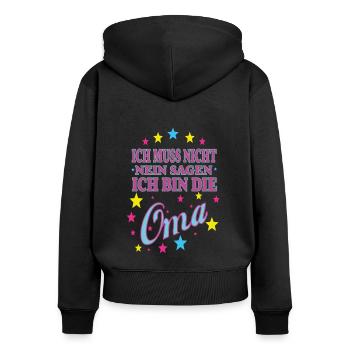Coole Oma Geburtstagsgeschenk Omi Großmama Enkel - Frauen Premium Bio Zip Hoodie - Schwarz - Hinten - Julia (174cm)
