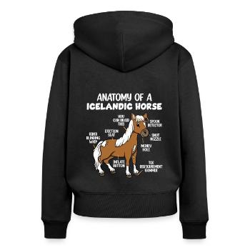 Anatomie eines Islandpferdes - Frauen Premium Bio Zip Hoodie - Schwarz - Hinten - Julia (174cm)