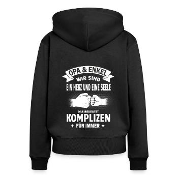 Opa Enkel Enkelkinder Opi Enkelin Komplizen - Frauen Premium Bio Zip Hoodie - Schwarz - Hinten - Julia (174cm)