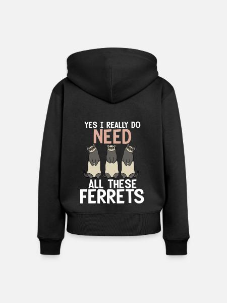 Frettchen - Frauen Premium Bio Zip Hoodie - Schwarz