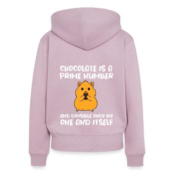 Schokolade Ist Eine Primzahl - Frauen Premium Bio Zip Hoodie - Altrosa - Hinten - Julia (174cm)