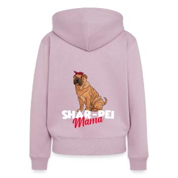 Shar Pei chinois - Sweat à capuche zippé Premium bio Femme - rose poudré - Dos - Julia (174cm)