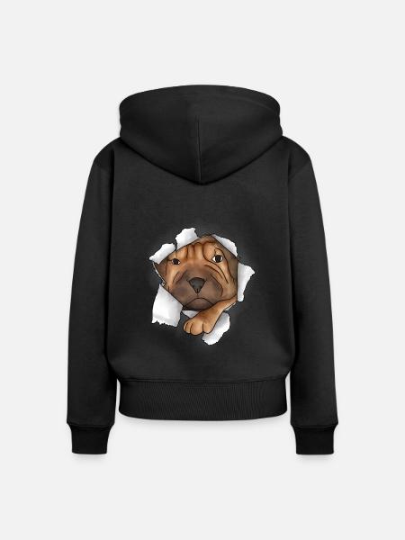 Chinese Shar Pei - Frauen Premium Bio Zip Hoodie - Schwarz