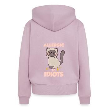 Allergique aux idiots - Sweat à capuche zippé Premium bio Femme - rose poudré - Dos - Julia (174cm)